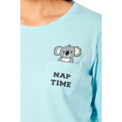 Women's 100% Cotton Koala Bear Print Pyjama Set Comfortable Long Sleeve Top and Elasticated Pants for Sleeping and Lounging Available in Small Medium Large X-Large by Daisy Dreamer