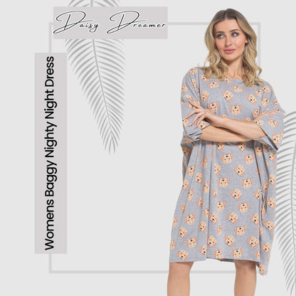 Women's Cockapoo Baggy Nighty Dress Oversized T-Shirt Nighties 100% Cotton Short Sleeved Nightshirt for Ladies by Daisy Dreamer