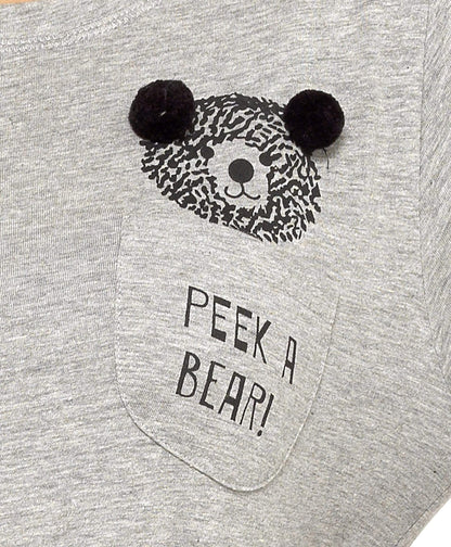 Women's Grey Cotton Pyjama Set with Teddy Bear Design Soft Jersey Long Sleeve Top and Elasticated Bottoms Cosy Breathable Nightwear Loungewear Various Sizes by Daisy Dreamer