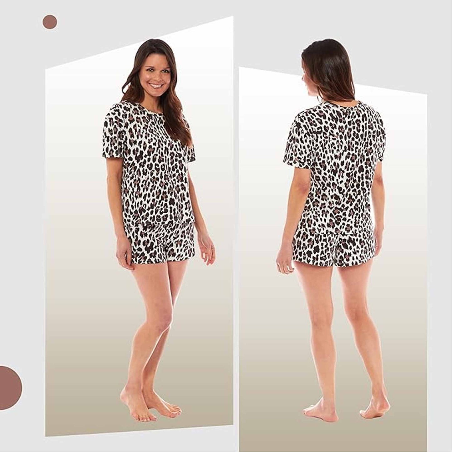 Women's Short Cotton Pyjama Set with Leopard and Zebra Prints Breathable Comfortable Loungewear Sleepwear in Multiple Sizes by Daisy Dreamer