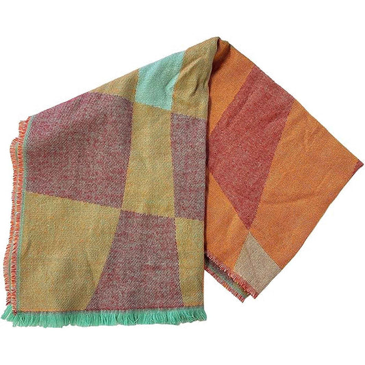 Women's Soft Woven Winter Scarves Lightweight Cozy Acrylic Wraps in Vibrant Orange Yellow Multi and Purple Red Multi by Sock Stack