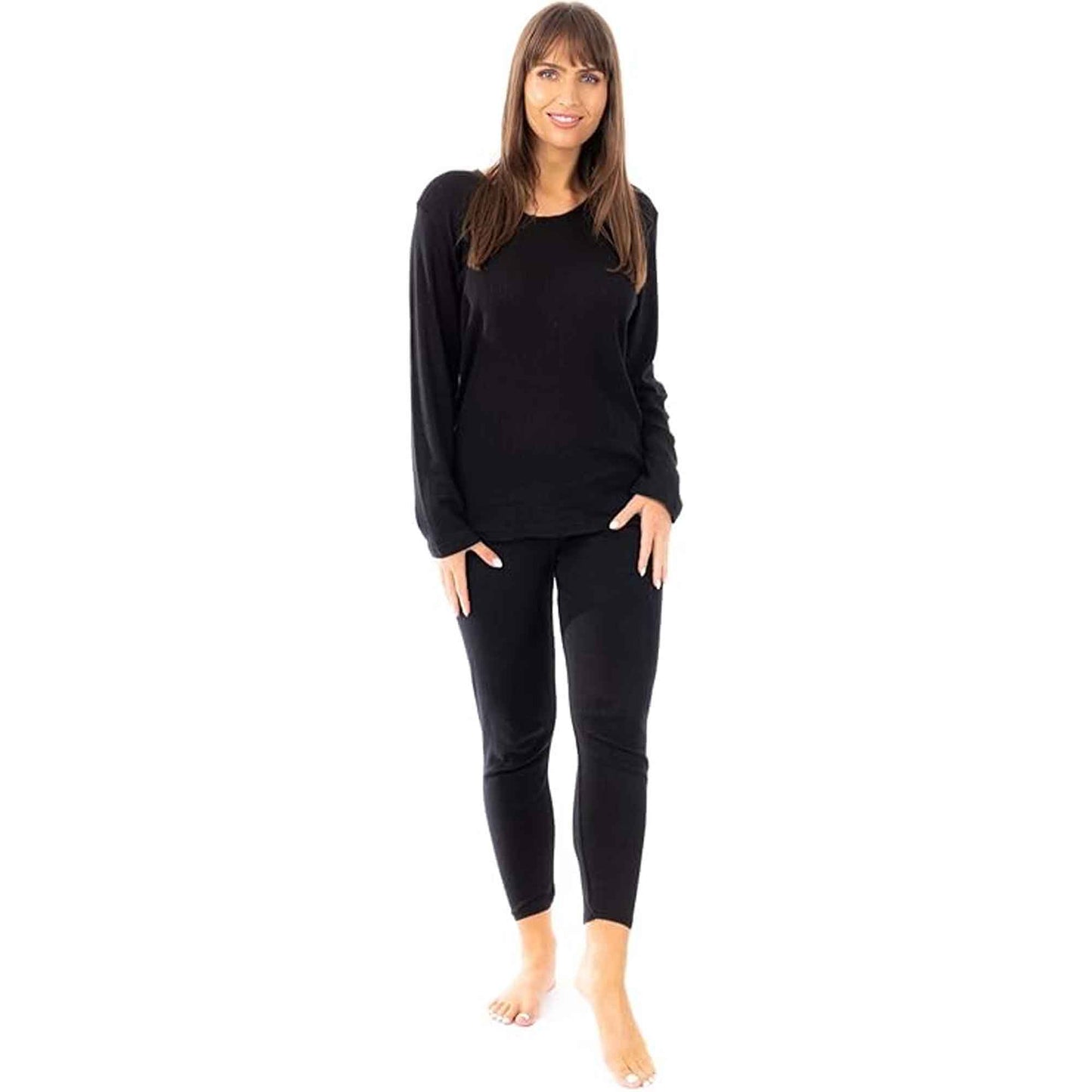 Women's Thermal Long Sleeve Top and Pants Set Winter Base Layers Warm Insulating Cotton Rich Fabric Sizes S to XXL Multiple Colors by Heatwave Thermalwear