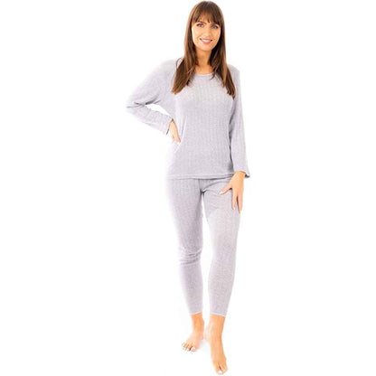 Women's Thermal Long Sleeve Top and Pants Set Winter Base Layers Warm Insulating Cotton Rich Fabric Sizes S to XXL Multiple Colors by Heatwave Thermalwear