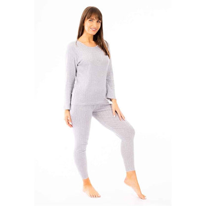Women's Thermal Long Sleeve Top and Pants Set Winter Base Layers Warm Insulating Cotton Rich Fabric Sizes S to XXL Multiple Colors by Heatwave Thermalwear