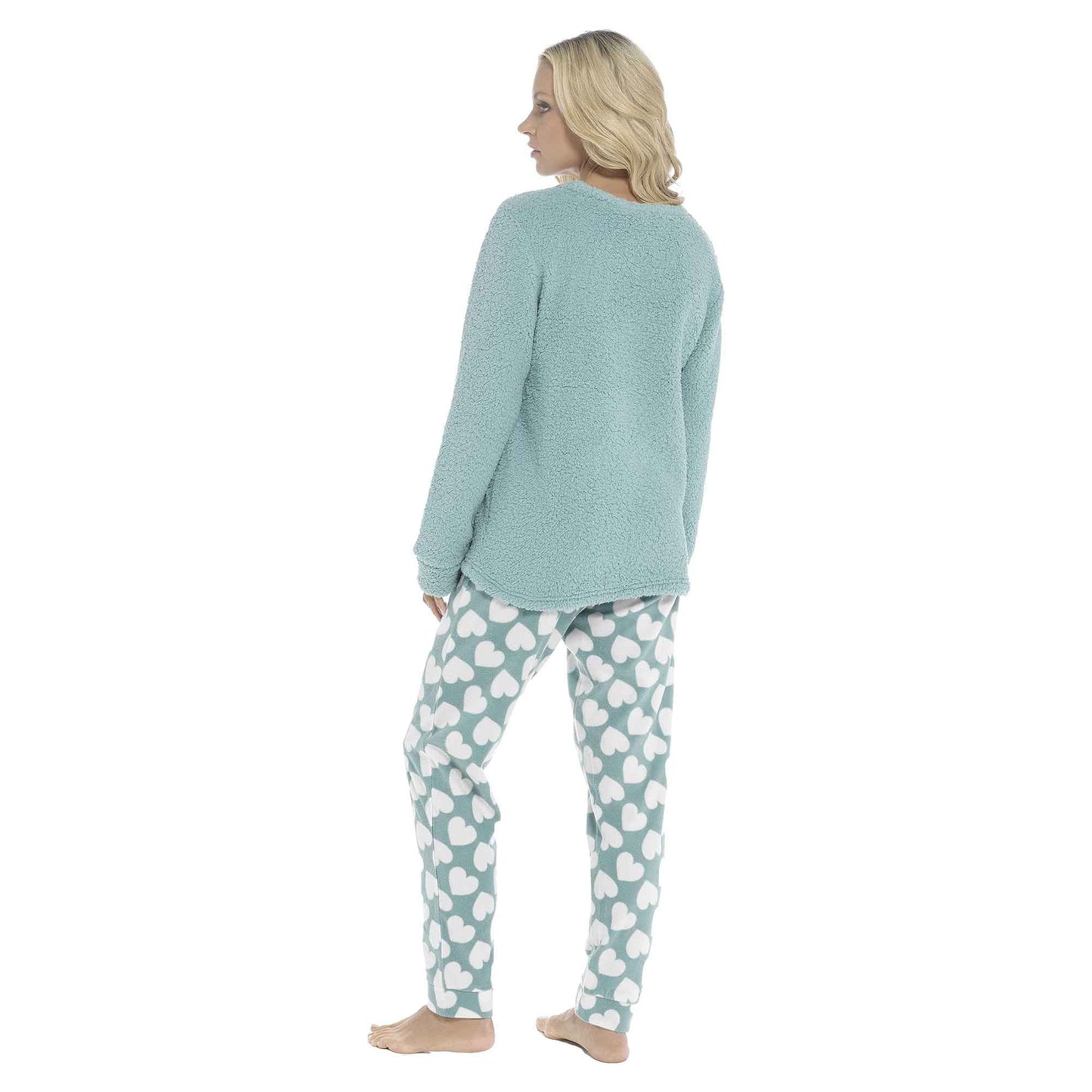 Women's Ultra-Soft Panda Snuggle Fleece Pyjama Set with Long Sleeve Top and Elasticated Bottoms for Lounging and Sleepwear by Daisy Dreamer