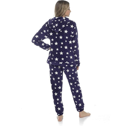 Women's Ultra-Soft Plush Fleece Hooded Pyjama Set with Star Design Cozy Nightwear Stretchable Loungewear Ideal Gift Multiple Sizes and Colors by Daisy Dreamer