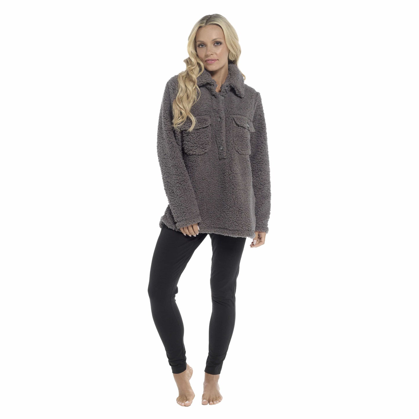 Women's Ultra-Soft Sherpa Lounge Set Long Sleeve Top and Leggings with Double Pockets Cozy Pajamas for Chilly Days Multiple Sizes Daisy Dreamer