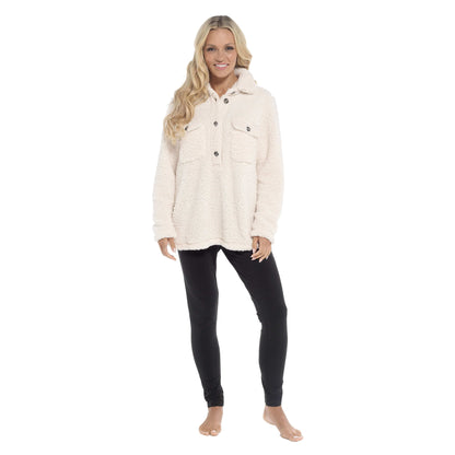Women's Ultra-Soft Sherpa Lounge Set Long Sleeve Top and Leggings with Double Pockets Cozy Pajamas for Chilly Days Multiple Sizes Daisy Dreamer