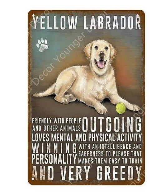 Yellow Labrador Dog Tin Sign
