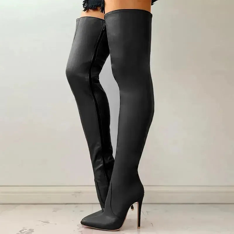 Zipper High Heels Over The Knee Boots-5